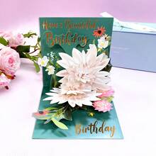 [Handcrafted Birthday Cards] Vibrant 3D Pop-Up Flower Birthday Cards - Handcrafted Greeting Cards With Floral Designs| Perfect For Friends, Family, Teachers, And Colleagues, Unique Birthday Gift Idea - 1 cái - Xem 1