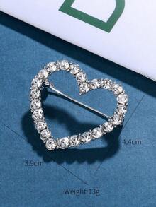 Rhinestone Heart Decor Brooch Valentines,Mom,Mother,Mother's Day,Gift - Bạc - Xem 4