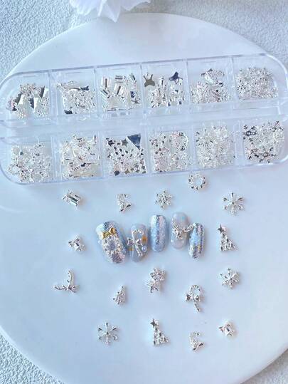 TSZS 120片/盒圣诞雪花美甲装饰品，精美冬季雪花美甲饰品DIY配件