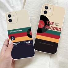 Retro Records Transparent Phone Case compatible with  16 15 11 12 14 13 Pro Max Mini X XSMax XR 7 8 Plus SE4 16e Silica Covers Funda,Cover compatible with funda  17 pro max, funda  17 pro, funda  17, funda  16, funda  16 pro max, funda  15 - estilo 5 - Ver 6