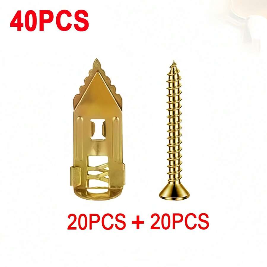 40PCS Self-Drilling Drywall Anchors Kit - No Drill Needed Easy Hang For Home & Office - Includes 20Anchors & 20 Screws For Quick Installa