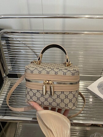 2025 Fashionable Casual Large Capacity New Style Textured Printed Box Chain Handbag, Shoulder & Crossbody Bag