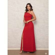 Women's Long Dress With Slit For Parties, Weddings, Graduations, Dinners - Rojo - Ver 3