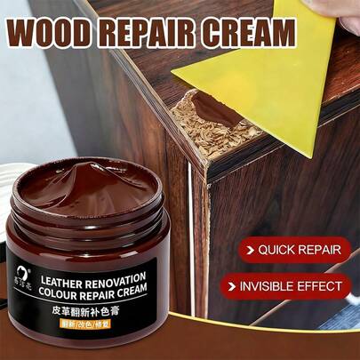 100克木材填料 - 用于填充划痕、裂缝、凹痕和孔洞，适用于家具、地板和门 - 易于使用的DIY木材修补剂，具有抛光效果 - 持久耐用，适用于木质表面、木工工具、家具修复、光滑表面处理和耐用木制品