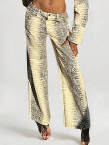 Women's Leopard Print Jeans High Waisted Cheetah Pants Leg Stretchy Wide Leg Jeans   Leopard Pants - Nhiều màu - Xem 4