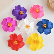 2/5 piezas de pinzas para el cabello de flores hawaianas, decoración de bodas, fiestas de cumpleaños en la playa, accesorios de horquillas de flores de huevo artificiales para niñas - Mezcla aleatoria - Ver 9
