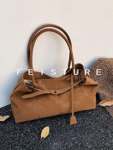 1 Túi xách nữ có dây đeo trang trí dung tích lớn, Túi tote thời trang có khóa từ, Thích hợp cho bé gái, quý cô, sinh viên đại học, chuyên gia trẻ, Tuyệt vời cho công việc, kinh doanh, đi làm, đi học - màu nâu - Xem 4