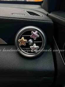 3 Piecesshiny Star Car Air Outlet Decorative Clip Does Not Contain Fragrance, Car Ventilation Grille Ornaments, Vehicle Finishing Supplies, Fashion Grille Hooks, Decorative Car Clips, Lightweight Design, Hanging Car Decoration, Travel Essential, Car Lovers' Choice.