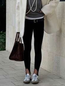 Y2K Stirrup Leggings For Women High Waist Stretchy Yoga Pants Comfy Dance Gym Workout Tights Stirrup Pants Streetwear - 黑色 - 查看 5