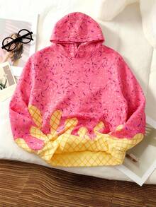 Youth/Kids Ice Cream Hoodies Sweatshirts Casual Comfort Tops Autumn Fashion Clothing 2025 Cute Clothes - Hồng - Xem 5
