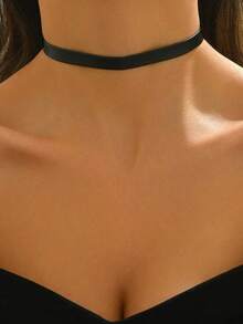 1pc Fashionable Minimalist Elegant Sexy Versatile Single Layer Red Choker Necklace Suitable For Women, For Holiday And Daily Wear - 黑色 3 - 查看 7