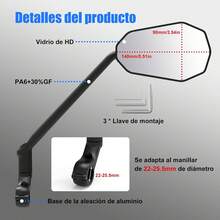 Diyife 2 Unidades Espejo de Bicicleta con Palanca Extra Larga y Espejo Grande HD, Barra de Conexión Ajustable 360 ° , Compatible con Manillar Universal de 22-25.5mm - uno por - Ver 12