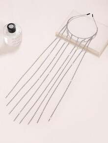 1pc Double Layer Rhinestone Tassel Hairband Party Tiaras Carnival Head Jewelry Hair Chain Head Pieces Jewelry Hair Vine Chain, Hair Jewellery, Wedding