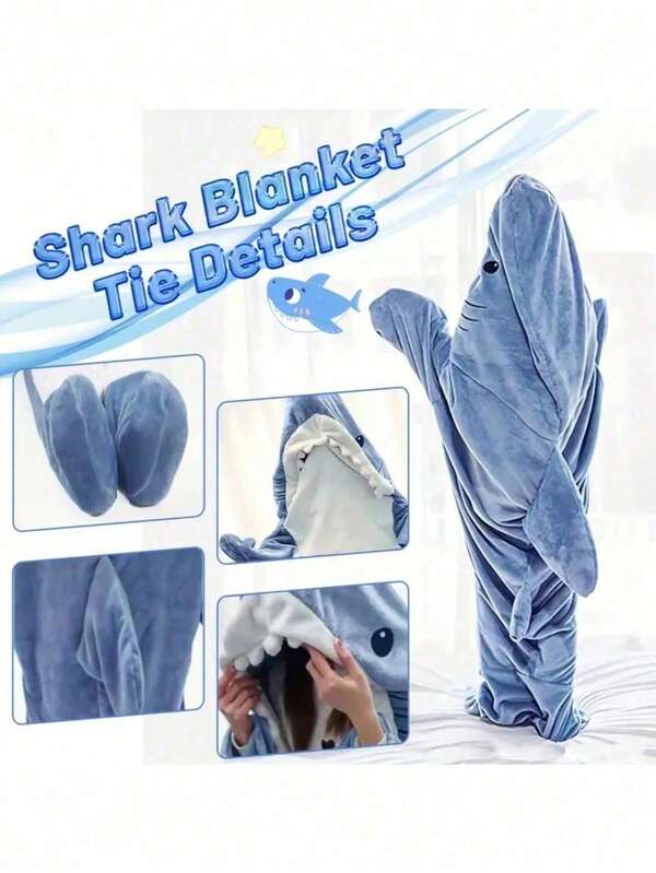 Shark Blanket Hoodie, Shark Blanket Sleeping Bag, Soft Flannel Shark Hoodie Blanket, Wearable Shark , Suitable For Heights Up To 51.2 Inches
