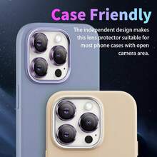 Yezodawee 6片装9H钢化玻璃相机镜头保护膜 - 兼容 17 Pro相机镜头，金属独立环保护壳，高清透明，兼容 17 Pro Max/17 Pro/17 Air/17/15 Pro Max、14 Plus、13、12、11、15 Pro、15 Plus、14 Pro - 完美贴合，防刮手机壳（紫色） - 6件 - 查看 5