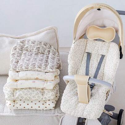 1pc Baby Stroller Seat Cushion, Plush Fabric Warm Lining For Infant Car Seat/High Chair, Soft & Skin-Friendly, Multiple Patterns Available, Comfortable Seating For Baby All Seasons