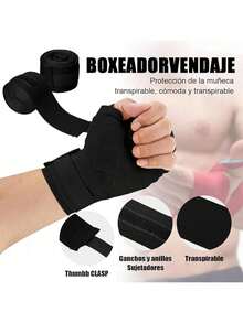 NIAWEA 2 Piezas Vendas para Box (5 Metros) Y 2 Roll Vendaje Deportivo (5cmx4.5m),Vendas Elásticas de Boxeo,Protección de Muñecas y Nudillos para Estiramiento,Deportes,Fitness,Artes Marciales Mixtas - Negro - Ver 9