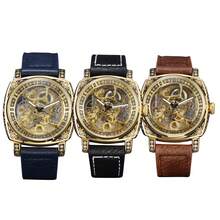 1 chiếc đồng hồ cơ tự động rỗng dành cho nam, kiểu dáng cổ điển sang trọng, dây da, thích hợp để đeo hàng ngày và làm quà tặng. - Vàng - Xem 12