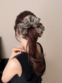 1 pieza Coletero grande de estilo vintage con estampado de leopardo, elástico y esponjoso para coleta, accesorio para el cabello, accesorio para la cabeza, banda elástica, goma para el cabello, regalo de viaje o cumpleaños - Talla única - Ver 16