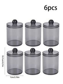 Modern Round Bathroom Vanity Countertop Storage Organizer Jars For Swabs, Round Objects, Ball Objects, Makeup Pads, Bath Salts - 4 Pcs Back To School - Multicolor - View 14
