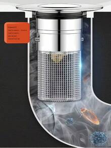 1 pieza Colador de drenaje universal de acero inoxidable, filtro de rejilla plateado práctico con diseño antiatascamiento, accesorio de drenaje multiescenario para baño, cocina, lavandería y artículos de plomería esenciales para el hogar en todas las estaciones