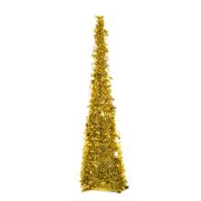 LIVINGANDHOME Living And Home Collapsible 1.2M Pop Up Tinsel Christmas Tree With Base,Christmas Decoration,Xmas Decor Tree - Gold - View 5