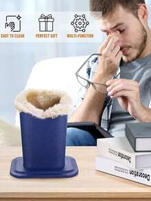 1 Stück Brillenhalter-Ständer, Samt-gefütterter PU-Leder Brillenhalter-Etui, modisches Lychee-gemusterter Brillenhalter, minimalistischer Ständer, extra dicke Stifthalterung, Brillenetui, Samt-Brillenetui