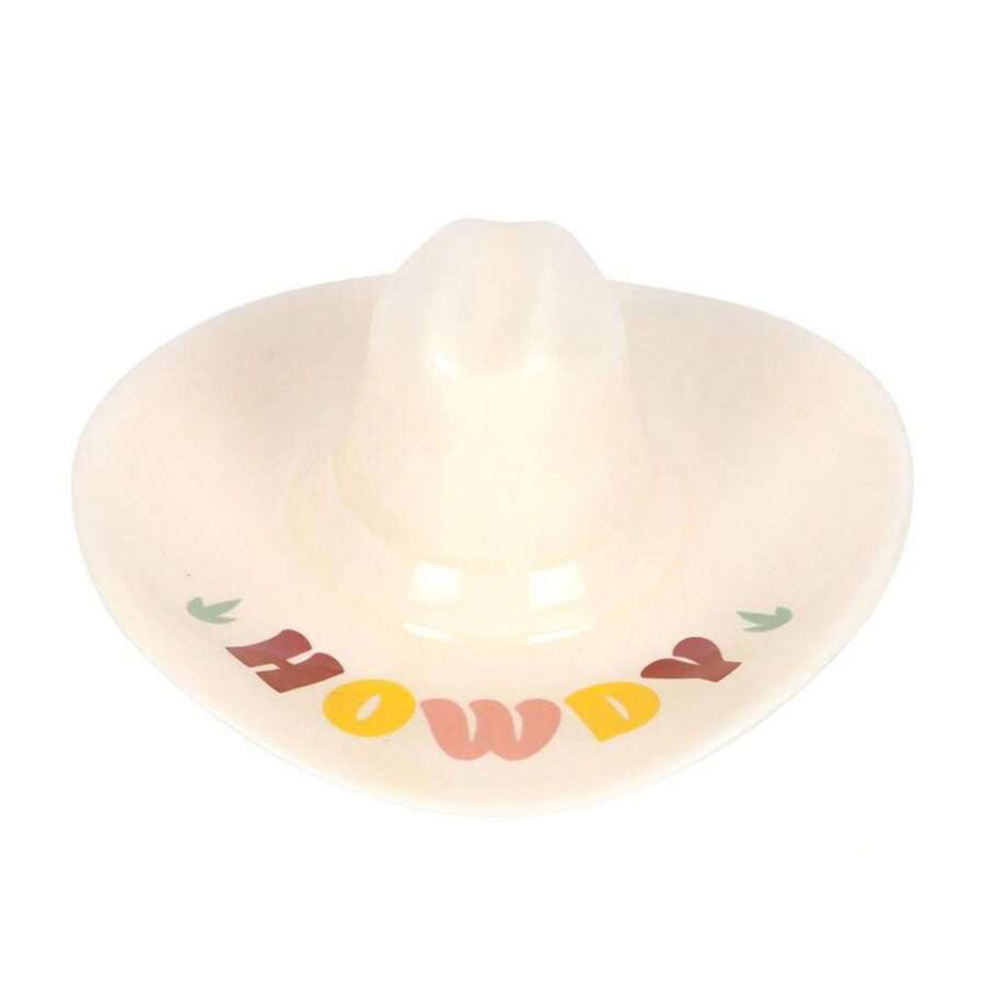 Something Different Howdy Cowboy Hat Trinket Dish (White) - 100% Mixed - (SD6771) - White - View 1