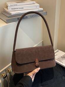 Women's Retro Soft PU Leather High-End One Shoulder Underarm Bag With Shell-Shaped Metal Decor, Fashionable Handbag, Small Square Saddle Bag Design, Suitable For Women's Daily Use, Parties, Gatherings, Travel