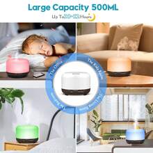500ml 木紋色 5V 2A USB 供電香氛擴香機 SQ5，精油香氛擴香機 自動斷電（缺水時）與 7 色燈光，附遙控器，適用於房間、辦公室 - 黑木紋 - 查看 9