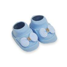 4 Piece Set Long Sleeve Bodysuit With Booties, Hairband And Ribbed Knit Pants / Baby Girl Set With Booties And Hair Bow Blue BB - Blue - View 5