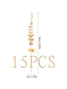 40 pièces Feuilles en plastique doré artificielles en glitter d'eucalyptus, plantes fausses en plastique doré pour décoration intérieure et extérieure, fête, mariage, table, DIY