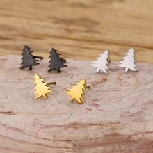 1 Pair Of Ladies' Christmas Tree Stud Earrings, Classic Christmas Theme, Made Of Stainless Steel, Suitable For Gifting, Weddings, Perfect Christmas Gifts