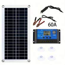 Outdoor RV Solar Panel 30W, Portable Solar Panel Kit 12V 18V 5V USB Charging Interface Solar Panel With Controller Solar Cell For Mobile Phone RV Car