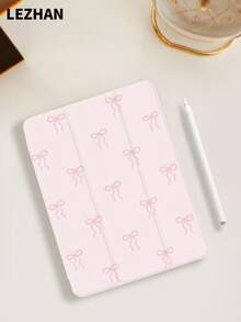 Bow-Knot 1pc Minimalist Pink Bow Pattern Tablet Protective Case, Compatible With IPad 10.2", IPad Pro 11" 2021/2020/10th Gen, IPad (A16) 11" 11th Gen 2025, IPad 8th/9th/10th Gen, Galaxy Tab A8 10.5" 2022, Matepad 10.4"/Tab, With Pencil Slot, Anti-Drop, Tablet Stand Protective Cover, Romantic Gift For Family And Friends - Multicolor - View 3