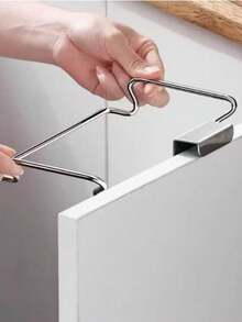 1PC [Rectangular Metal Garbage Holder] Stainless Steel Kitchen Trash Can, Rectangular Metal Garbage Bag Holder, Cabinet Door Waste Storage Rack, With No Electricity Needed For Kitchen Use,Stainless Steel Suspended Garbage Bag Holder And Storage Rack, Heavy Duty Rustproof Waste Storage System, With Anti-Slip Hooks, - Multicolor - View 7