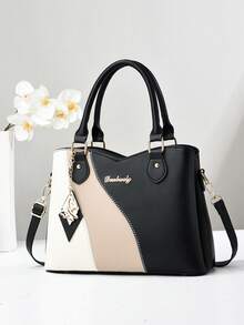 New Fashion Women Handbags Lightweight Luxury Color Blocking Shoulder Bags Large Capacity Casual Totes, Eye-Catching Work Bags For Women, Best Mother Day Gifts Ever - White - View 6