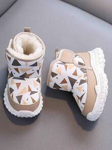 Autumn/Winter New Kids Outdoor Snow Boots, 1 Pair Suitable For 3-6 Years Old Toddlers, Mid-Top Anti- Thick Warm Waterproof Boots, Hook And Loop Design Comfortable And Easy To Wear, Infant/Toddler Cold-Proof Warm Casual Shoes - Khaki - View 6