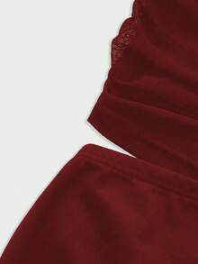 Đầm dài tay phối lưới xuyên thấu phong cách Y2K quyến rũ, gợi cảm, màu đen, thiết kế thanh lịch. - Đỏ - Xem 10