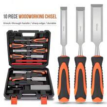 Wood Chisel Set 10 Pieces Woodworking Tools Sharpening Stone With Storage Box UK - Orange - View 8