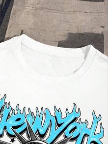 Men's Statue Of Liberty Set 100% Cotton T-Shirt And Drawstring Shorts Streetwear Casual Premium - Trắng-Xanh nhạt - Xem 2