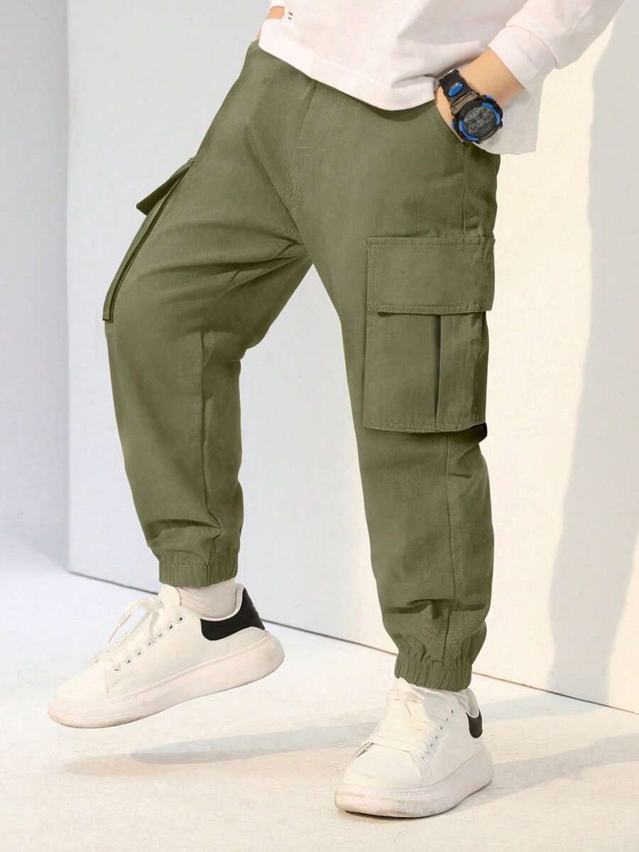 1pc Boys' Fashionable Casual Multi-Pocket Cargo Pants, Versatile For Commuting And Daily Wear