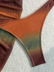 3 件套性感网纱连衣裙比基尼套装，夏季 - 咖啡棕 - 查看 5