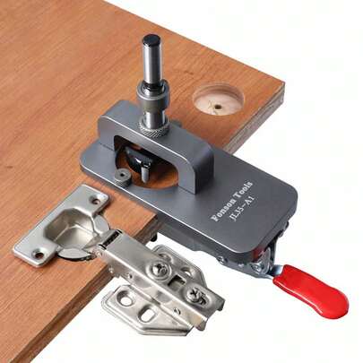 1pc 35mm Hinge Boring Jig, Cabinet Door Hinge Hole Puncher, Adjustable Concealed Hinge Drilling Jig For Woodworking