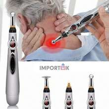 PLUMA DE ACUPUNTURA ELECTRICA MASAJE 1 PIEZA pluma de acupuntura electrica masaje 1 pieza dispositivo portatil para estimulo acupuntural alivio muscular terapia puntual ergonomico baterias incluidas uso en casa y consultorio instrucciones seguras - Plateado - Ver 2