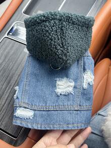 PETCIRCLE 2pcs Pet Clothes, Dog Cat Outfit, Small Dog Puppy Apparel, Cute & Stylish Comfortable Jacket Set With Green Hoodie And White Fashion Glasses Hat - Multicolor - View 6