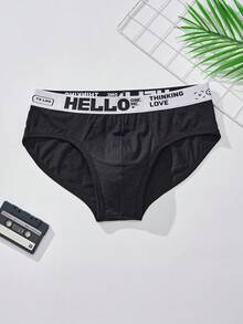 5条装男士三角裤，时尚腰带“HELLO”不对称字母设计，舒适柔软弹力内裤 - 彩色 - 查看 4