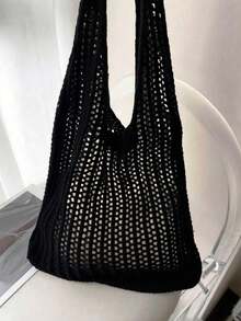 Yogodlns Mode gehäkelte Taschen für Frauen Sommer Strandtasche ästhetische Tragetaschen Boho gewebte gestrickte Schultertasche gehäkelte Cut Out Schultertasche Unterarmmtasche große Kapazität gehäkelte Tasche Einkaufstaschen Lässig Strandtasche Pendlertasche