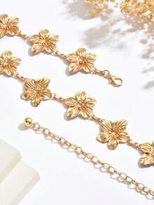 1pc Gold Minimalist Bohemian Style Camellia Smiling Face Luxury Design Waist Chain, Suitable For Weddings, Parties, Festivals Like Thanksgiving, Halloween, Christmas, Galas, And Daily Wear. Great Gift For Friends And Loved Ones - Gold - View 4