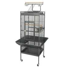 61" Rolling Bird Cage Play Top Cage With Stand  Power Coated Steel Cage - Black - View 1